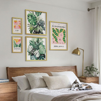 Tavelvägg med 5 tavlor Växtmotiv boho blommor