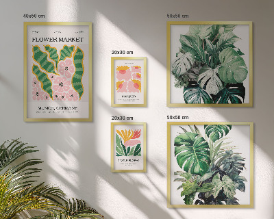 Tavelvägg med 5 tavlor Växtmotiv boho blommor