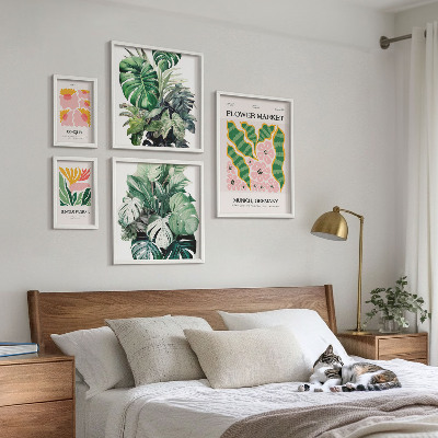Tavelvägg med 5 tavlor Växtmotiv boho blommor