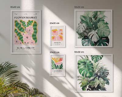 Tavelvägg med 5 tavlor Växtmotiv boho blommor