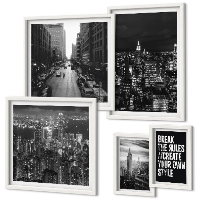 Set om 5 tavlor Svartvita vyer från New York City