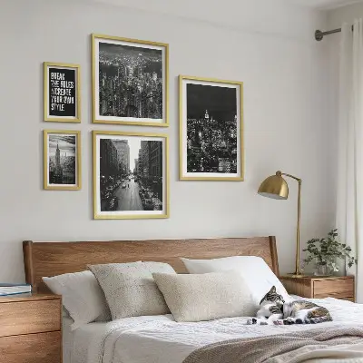 Svartvita vyer från New York City set om 5 tavlor