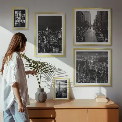 Svartvita vyer från New York City set om 5 tavlor