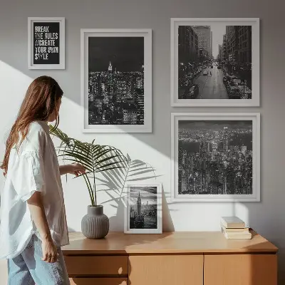 Svartvita vyer från New York City set om 5 tavlor
