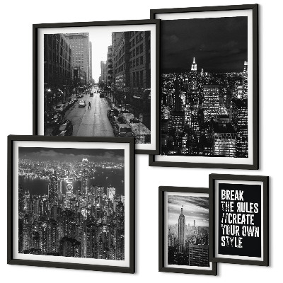 Set om 5 tavlor Svartvita vyer från New York City