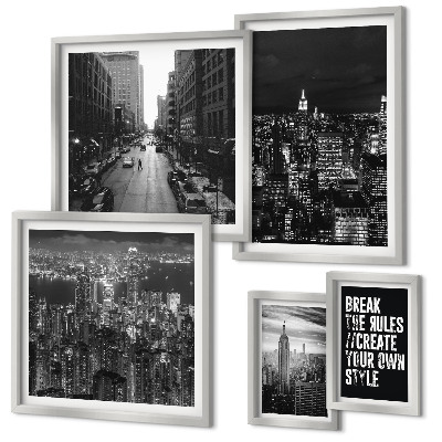 Set om 5 tavlor Svartvita vyer från New York City