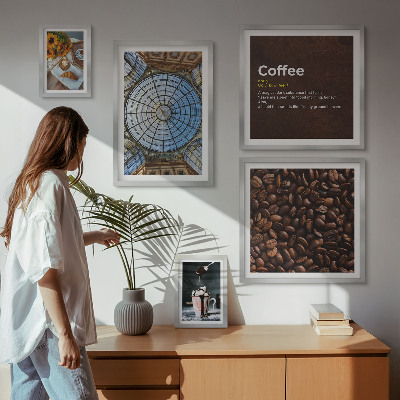 Tavelvägg med 5 tavlor Kaffegodis i rustik stil