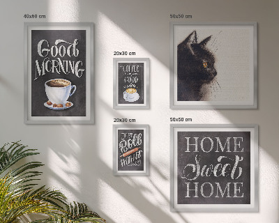 Set om 5 tavlor Positiva slogans för kaffekatt
