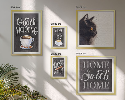 Set om 5 tavlor Positiva slogans för kaffekatt