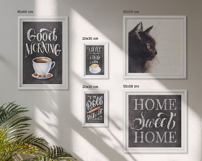Set om 5 tavlor Positiva slogans för kaffekatt