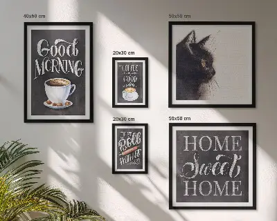Positiva slogans för kaffekatt set om 5 tavlor