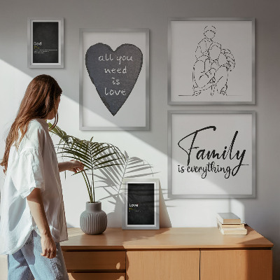 Väggdekoration tavelset Familjevärderingar, kärlek, närhet