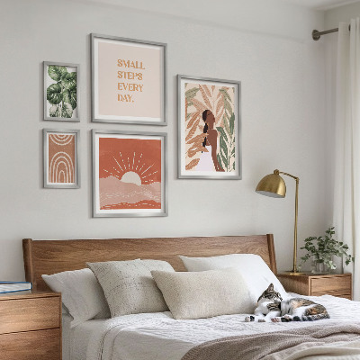 Set om 5 tavlor Boho-stil växtmotiv