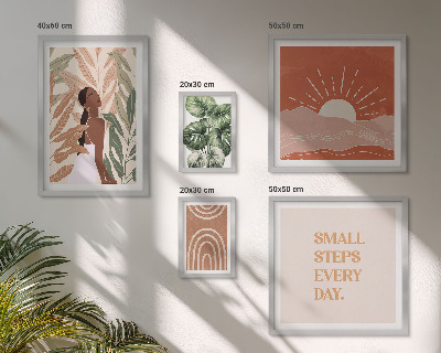 Set om 5 tavlor Boho-stil växtmotiv