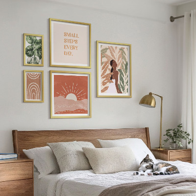 Set om 5 tavlor Boho-stil växtmotiv