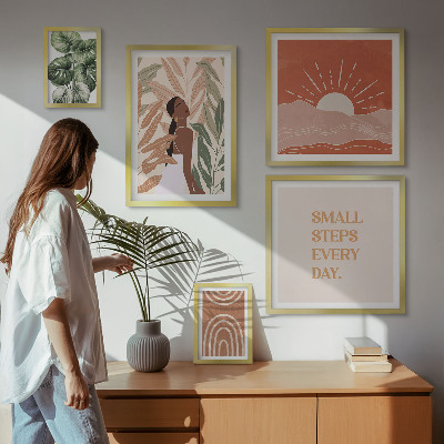 Set om 5 tavlor Boho-stil växtmotiv