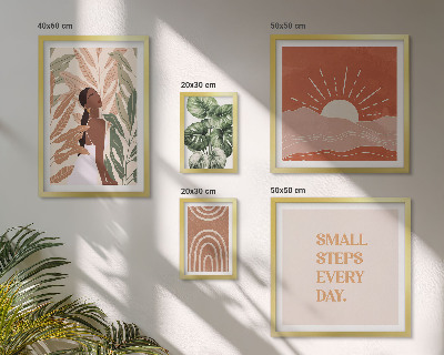Set om 5 tavlor Boho-stil växtmotiv
