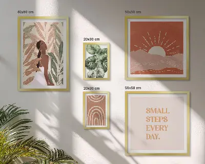 Tavelset med växtmotiv i boho-stil set om 5 tavlor