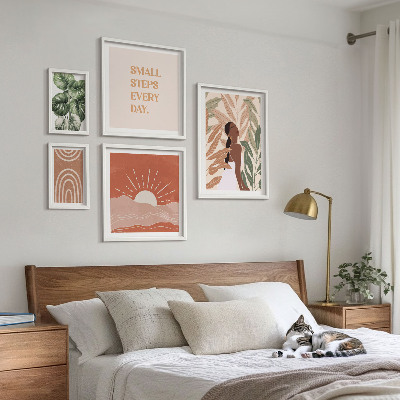 Set om 5 tavlor Boho-stil växtmotiv