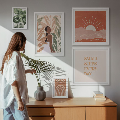 Set om 5 tavlor Boho-stil växtmotiv