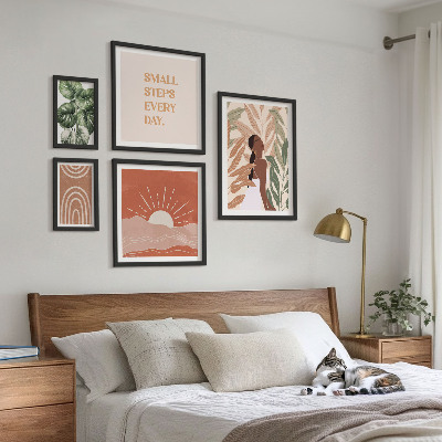 Set om 5 tavlor Boho-stil växtmotiv
