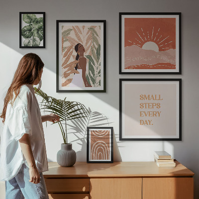 Set om 5 tavlor Boho-stil växtmotiv