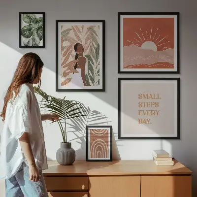 Tavelset med växtmotiv i boho-stil set om 5 tavlor