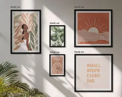 Tavelset med växtmotiv i boho-stil set om 5 tavlor