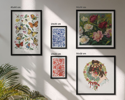 Tavelvägg med 5 tavlor Blommor fjärilar vintage dekorationer