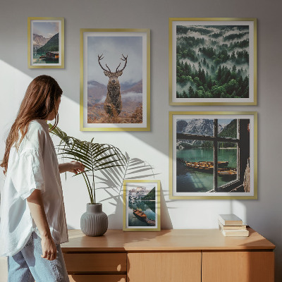 Tavelvägg med 5 tavlor Natur vilda djur berg