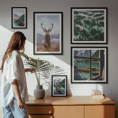 Tavelvägg med 5 tavlor Natur vilda djur berg
