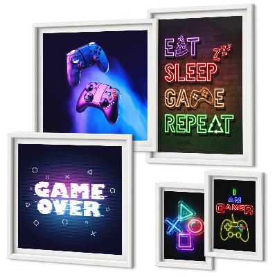 Väggdekoration tavelset Neon-datorspelsteman