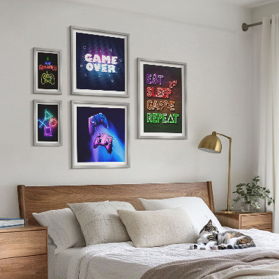Väggdekoration tavelset Neon-datorspelsteman