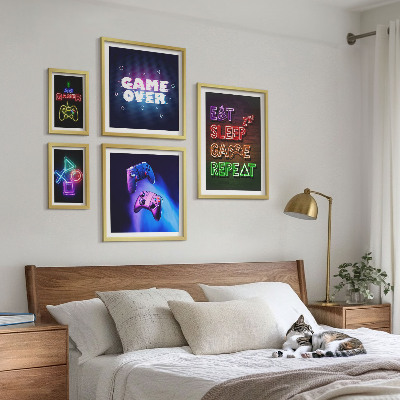 Väggdekoration tavelset Neon-datorspelsteman