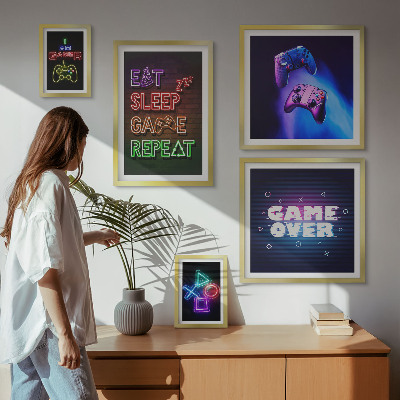 Väggdekoration tavelset Neon-datorspelsteman