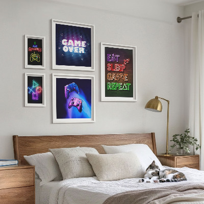 Väggdekoration tavelset Neon-datorspelsteman