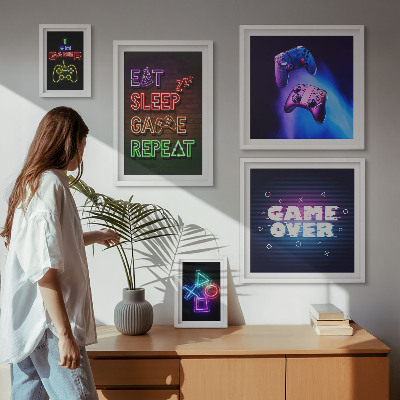 Väggdekoration tavelset Neon-datorspelsteman