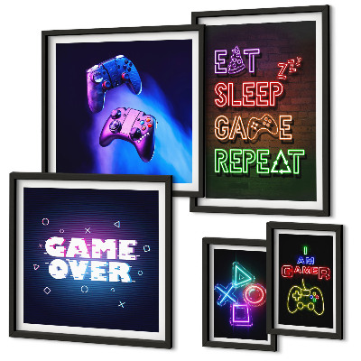 Väggdekoration tavelset Neon-datorspelsteman