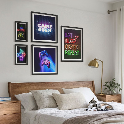 Väggdekoration tavelset Neon-datorspelsteman