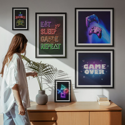 Väggdekoration tavelset Neon-datorspelsteman