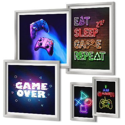 Väggdekoration tavelset Neon-datorspelsteman