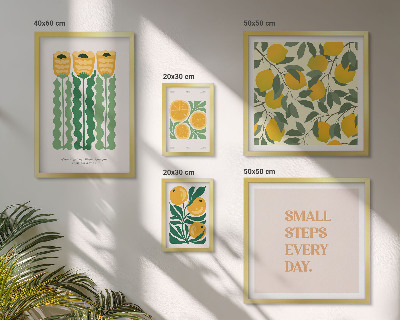 Tavelvägg med 5 tavlor Blommor citrus positiva slogans