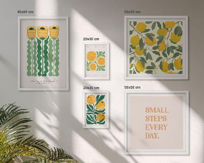 Tavelvägg med 5 tavlor Blommor citrus positiva slogans