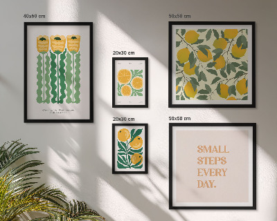 Tavelvägg med 5 tavlor Blommor citrus positiva slogans
