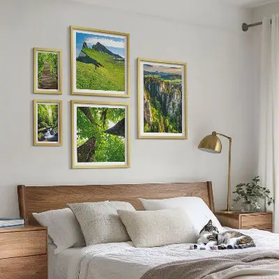 Gröna landskap naturstigar set om 5 tavlor