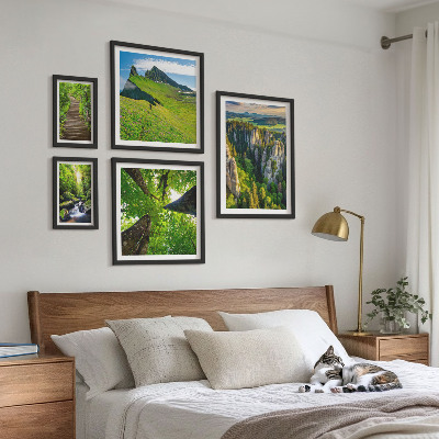 Set om 5 tavlor Gröna landskap naturstigar