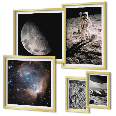 Tavelvägg med 5 tavlor Kosmiska upptäckter och hemligheter
