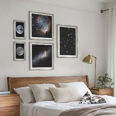 Tavelvägg med 5 tavlor Kosmiska landskap i galaxen