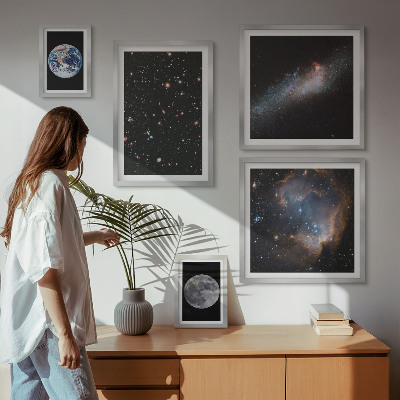 Tavelvägg med 5 tavlor Kosmiska landskap i galaxen