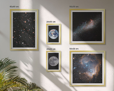 Tavelvägg med 5 tavlor Kosmiska landskap i galaxen